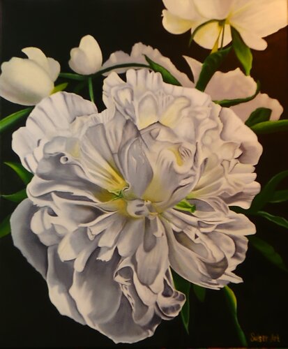 White Peony van Bernhard Sulser, Schilderij te koop op Singulart