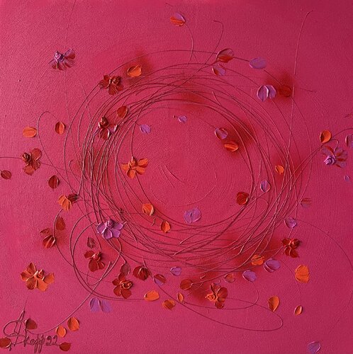 "Elysian visions" Viva Magenta textured artwork di Anastassia Skopp, Pittura in vendita su Singulart
