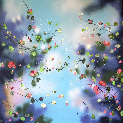 "Summer Garden" large acrylic textured artwork van Anastassia Skopp, Schilderij te koop op Singulart