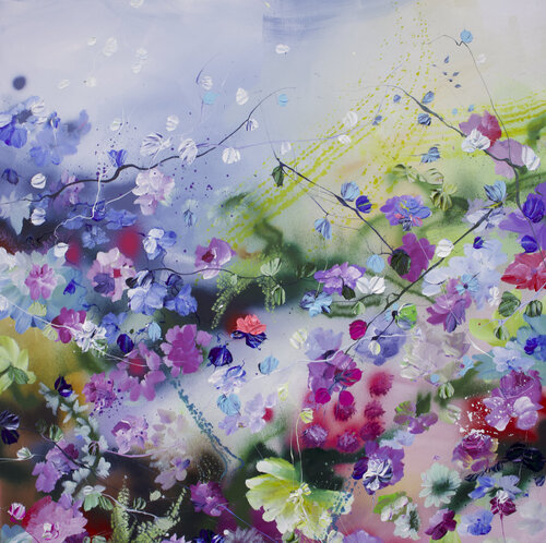 "Komorebi XII" colorful large floral art van Anastassia Skopp, Schilderij te koop op Singulart