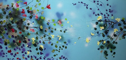 "Sky Blooms II" extra large floral blue artwork von Anastassia Skopp, Malerei kaufen auf Singulart
