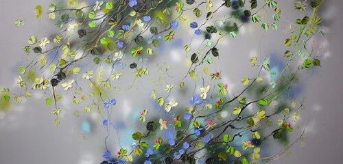"December Sky: Blooms in Silence" floral very large art Anastassia Skopp