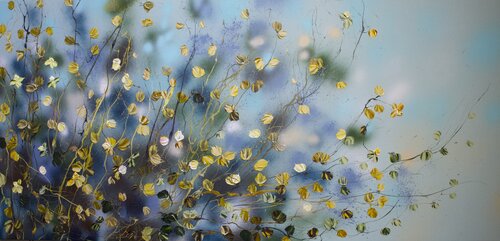 "Caramel landscape" very large floral painting Anastassia Skopp