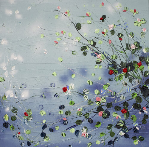"Floral Alchemy" acrylic textured art with roses de Anastassia Skopp, Pintura a la venta en Singulart