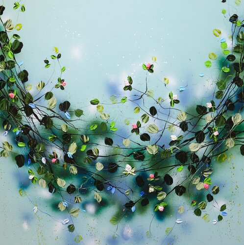 "Flower Swing" loral textured painting by Anastassia Skopp, Painting for Sale on Singulart