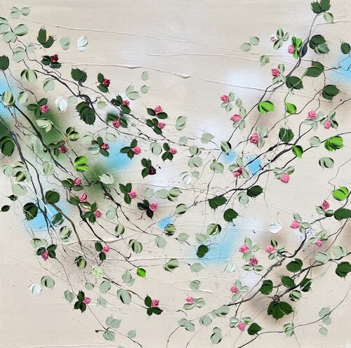 "Rose Ephemerality" textured large floral painting Anastassia Skopp