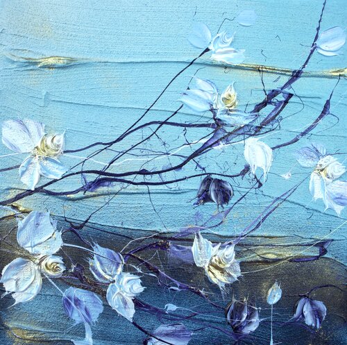 "Blue-Golden Rose Reverie II" van Anastassia Skopp, Schilderij te koop op Singulart
