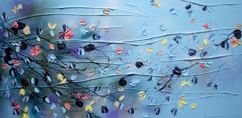 "Floral Sea II" textured art in landscape format van Anastassia Skopp, Schilderij te koop op Singulart