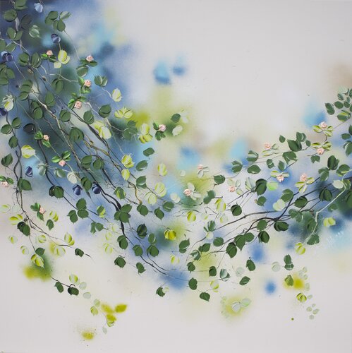 "Ethereal Stillness III" square floral painting van Anastassia Skopp, Schilderij te koop op Singulart