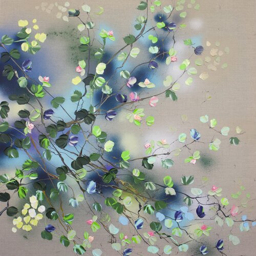 "Love at First Sight" square floral painting van Anastassia Skopp, Schilderij te koop op Singulart