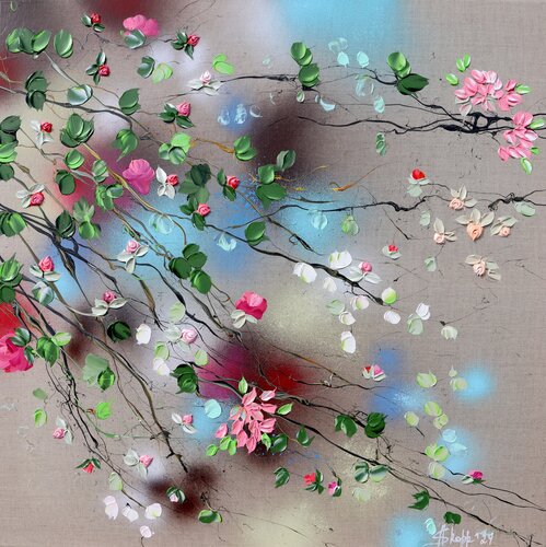 "Pink Flowers I" van Anastassia Skopp, Schilderij te koop op Singulart