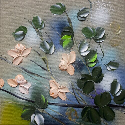 Garden Flowers VI - textured red roses di Anastassia Skopp, Pittura in vendita su Singulart