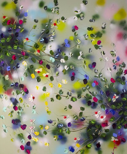 Floral Frenzy- acrylic colorful large painting van Anastassia Skopp, Schilderij te koop op Singulart