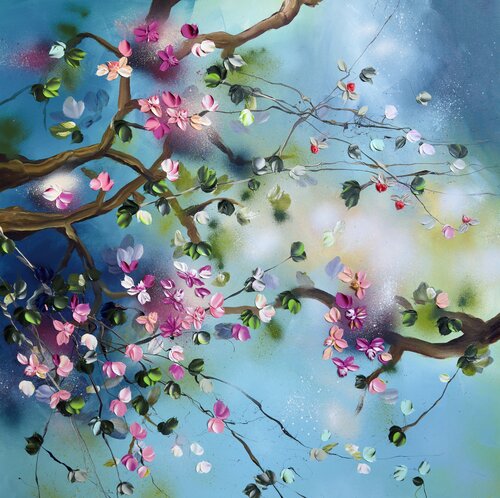 "A Dreamy Morning” large colorful floral painting de Anastassia Skopp, Pintura a la venta en Singulart