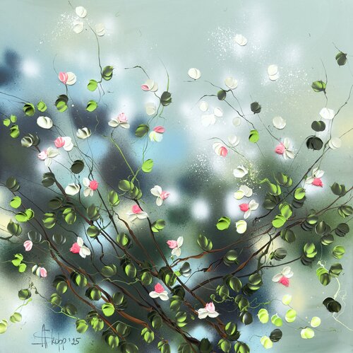 Morning Serenity - large floral artwork on canvas von Anastassia Skopp, Malerei kaufen auf Singulart