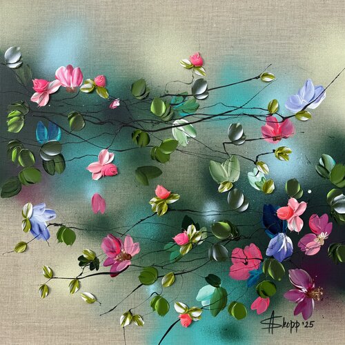 Flower Talk I van Anastassia Skopp, Schilderij te koop op Singulart