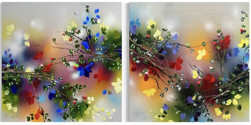 Floral Landscape - Between Light and Bloom de Anastassia Skopp, Pintura a la venta en Singulart