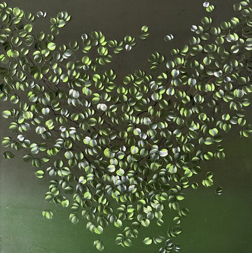 Emerald Calm  - Contemporary Floral Abstraction by Anastassia Skopp, Painting for Sale on Singulart