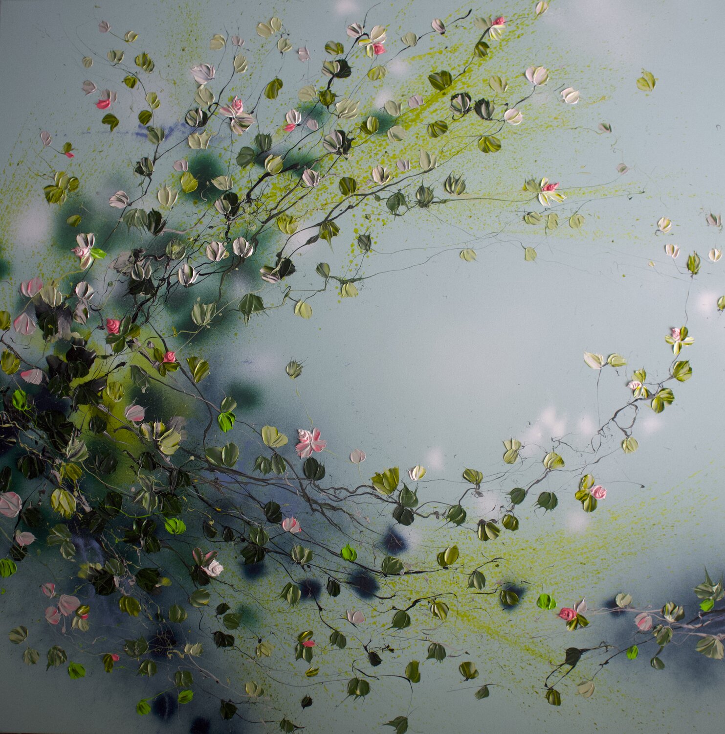 "Quiet Garden II" floral large art Anastassia Skopp Originalgemälde zu verkaufen