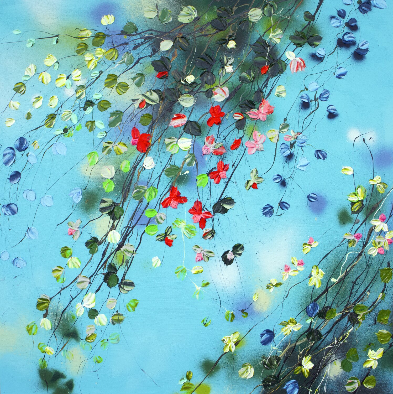 "It's still summer"  floral textured painting Anastassia Skopp Originalgemälde zu verkaufen