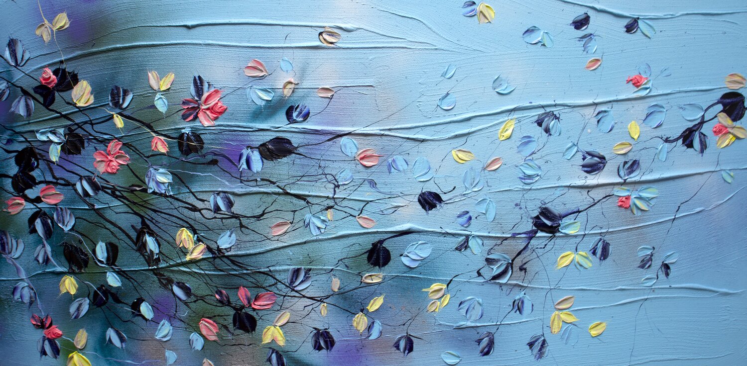 "Floral Sea II" textured art in landscape format Anastassia Skopp Originalgemälde zu verkaufen