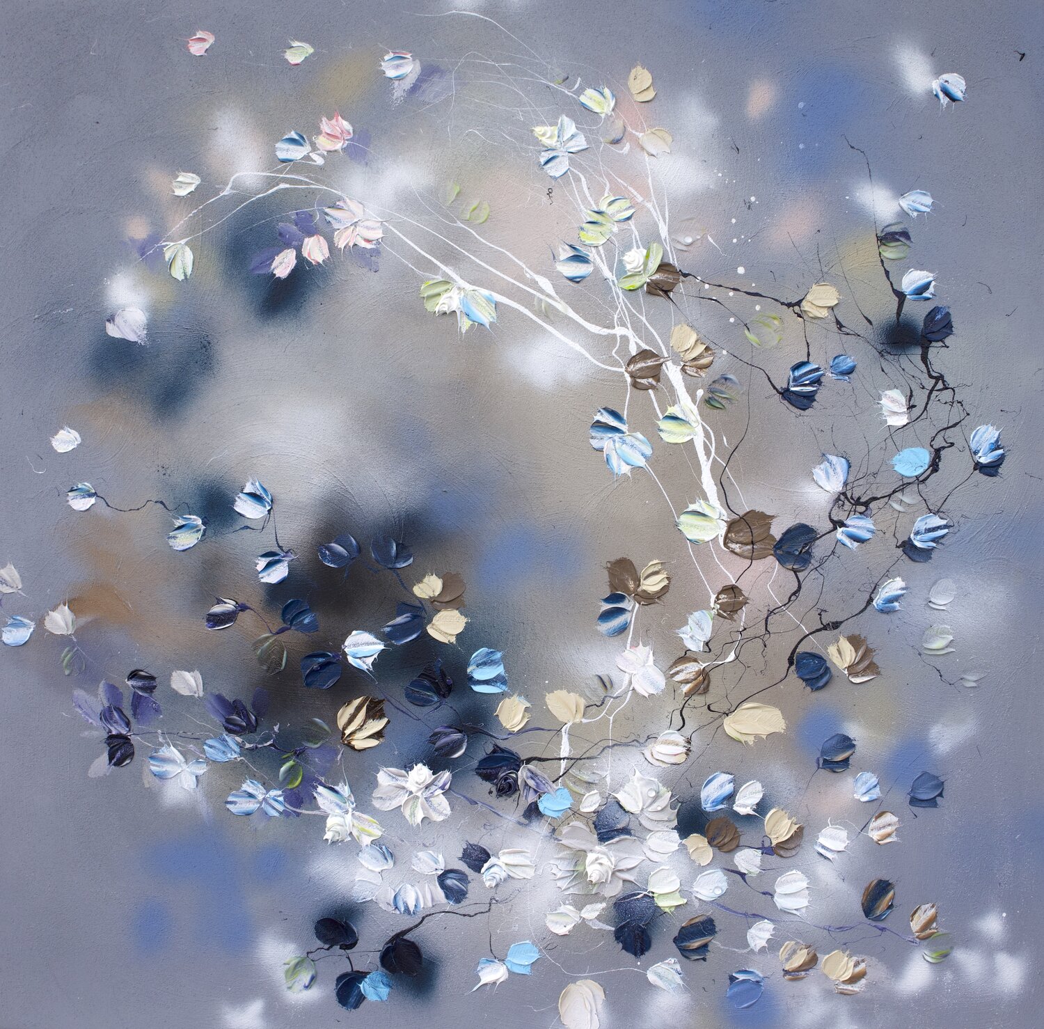 Floral large textured art "Phenomena X" Anastassia Skopp Originalgemälde zu verkaufen