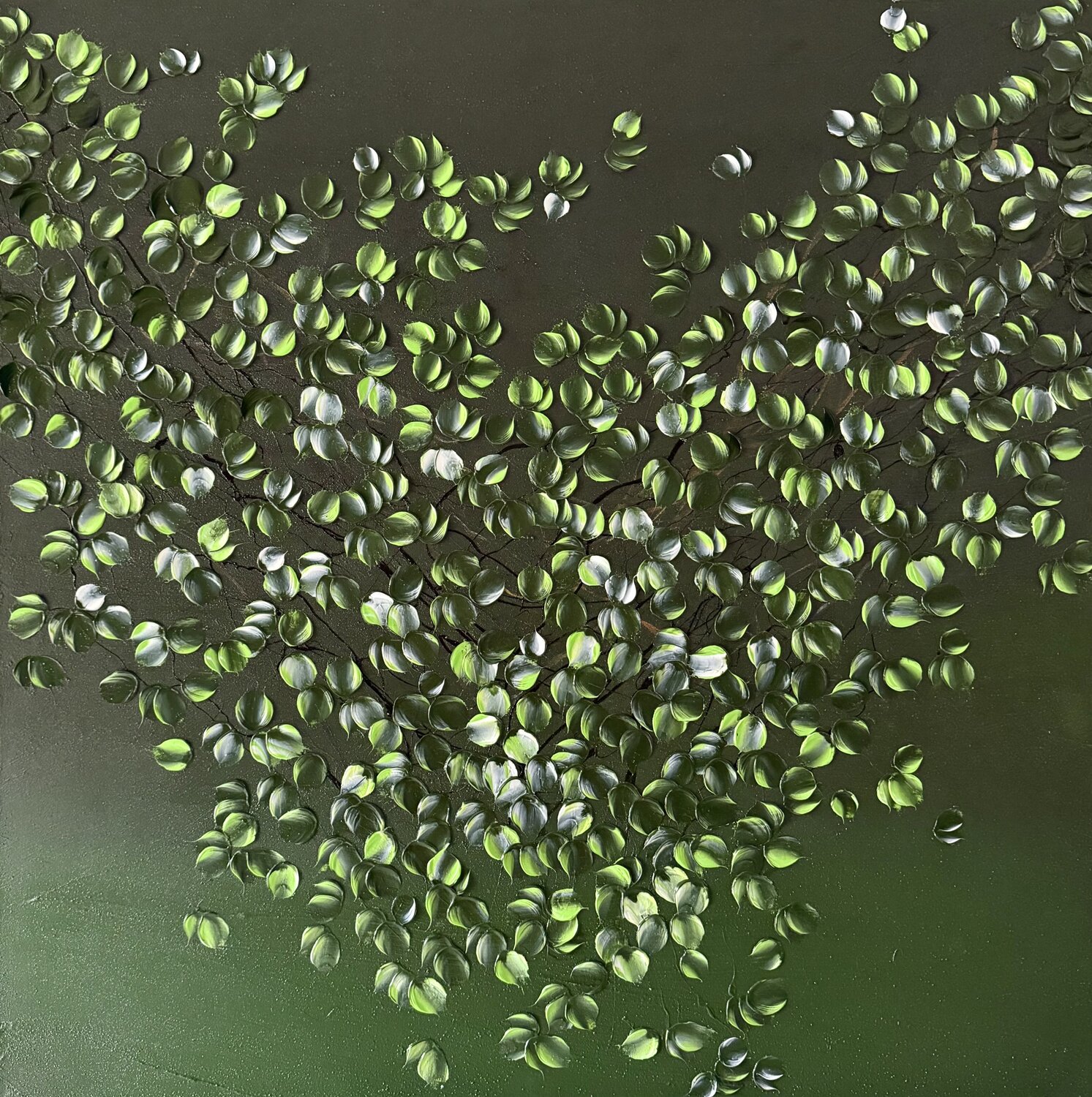 Emerald Calm  - Contemporary Floral Abstraction Anastassia Skopp
