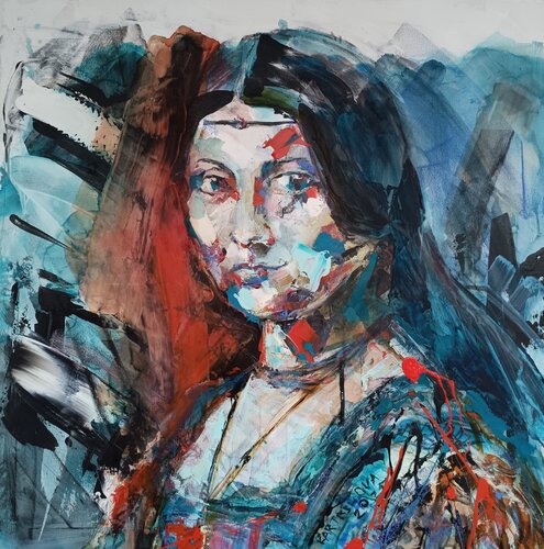 Another La belle Ferroniere inspired by Leonardo Da Vinci di Viktoriia Kartashova, Pittura in vendita su Singulart
