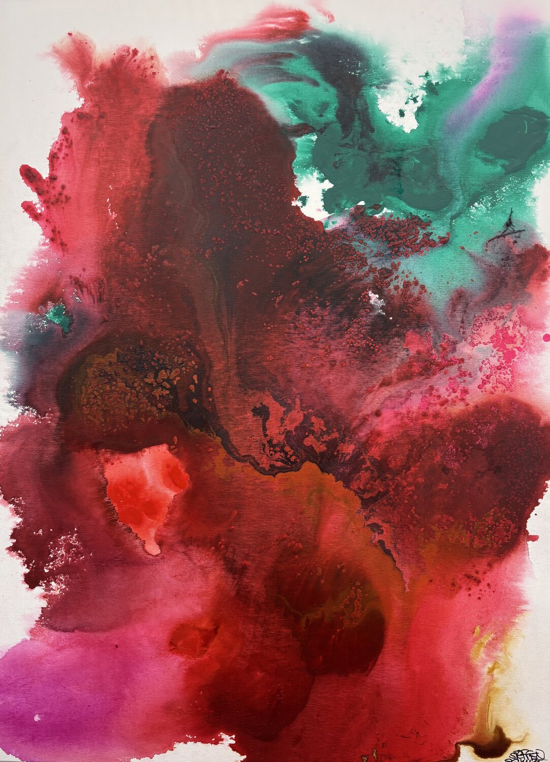Floral Splash Burgundy Steffen Schulze Pintura original en venta