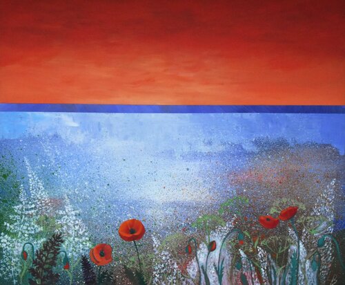 Magie de la prairie (orange) by Lelde Brake-Klaveri, 회화 for Sale on Singulart