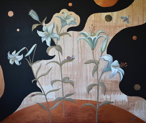 La planète des lys (Lily Planet) by Lelde Brake-Klaveri, 회화 for Sale on Singulart