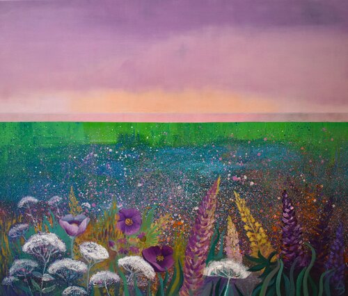 Magie de la prairie (violet) by Lelde Brake-Klaveri, 회화 for Sale on Singulart