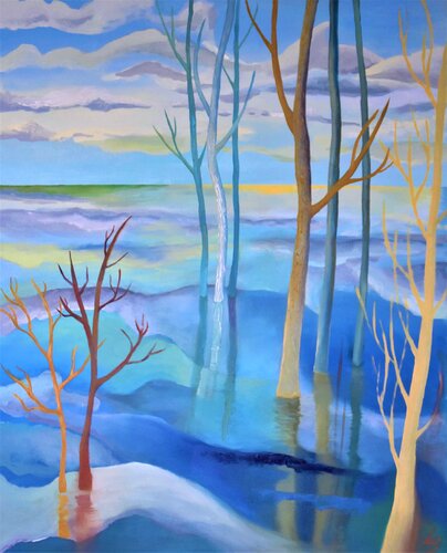 Reflections (Blue Lake) by Lelde Brake-Klaveri, 회화 for Sale on Singulart