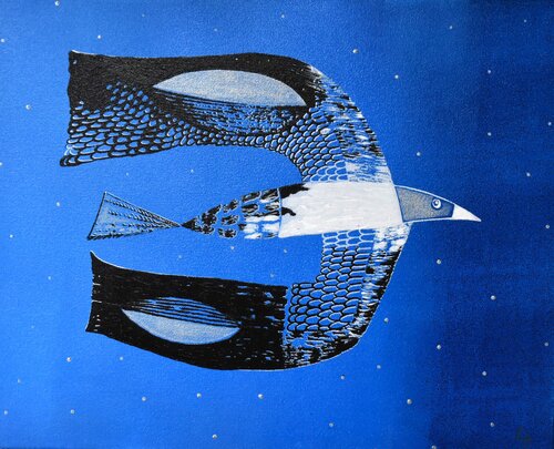 Messenger Bird (Blue) by Lelde Brake-Klaveri, 회화 for Sale on Singulart