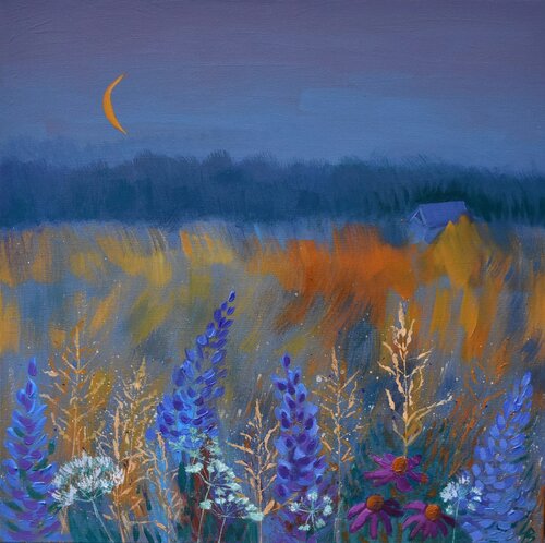 Moonlit Meadow by Lelde Brake-Klaveri, 회화 for Sale on Singulart