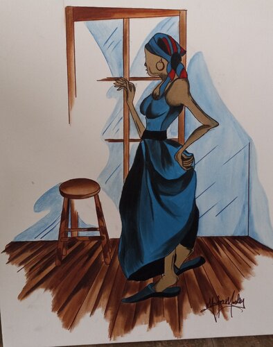 Lady at the Window van Major Mosley, Schilderij te koop op Singulart