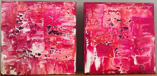Diptychon  "Pretty in Pink“ van Bettina Axel, Schilderij te koop op Singulart
