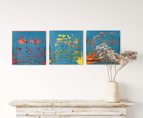 Triptychon „Back to the Eighties“ di Bettina Axel, Pittura in vendita su Singulart