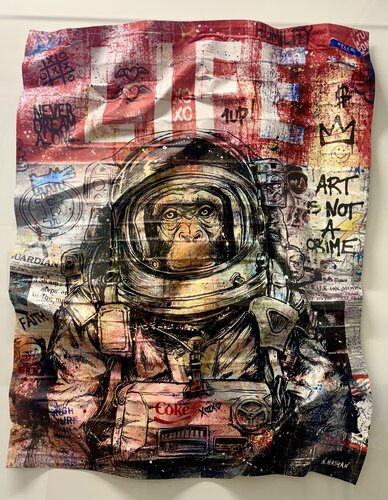 Space Monkey XOXO "red Canvas" von N NATHAN, Malerei kaufen auf Singulart