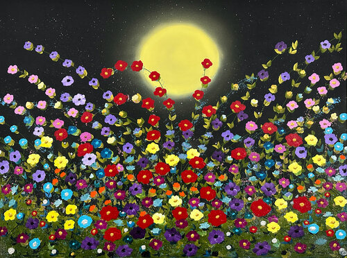 Flowers Go With Romance van Dorothea Sandra, Schilderij te koop op Singulart