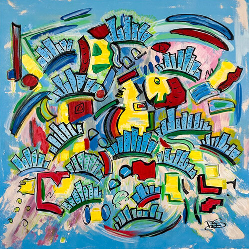 Happy Green Cities Of The Future van Dorothea Sandra, Schilderij te koop op Singulart