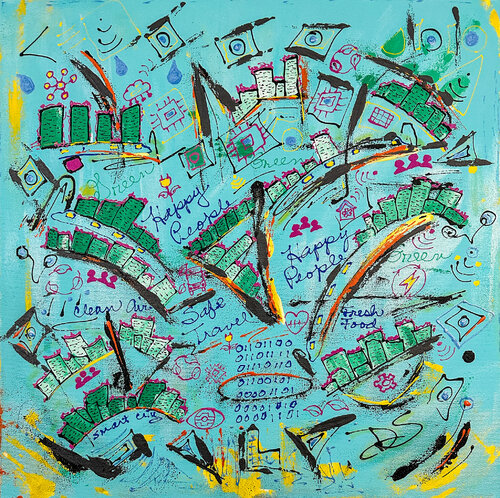 Smart City Words by Dorothea Sandra, 油畫 for Sale on Singulart