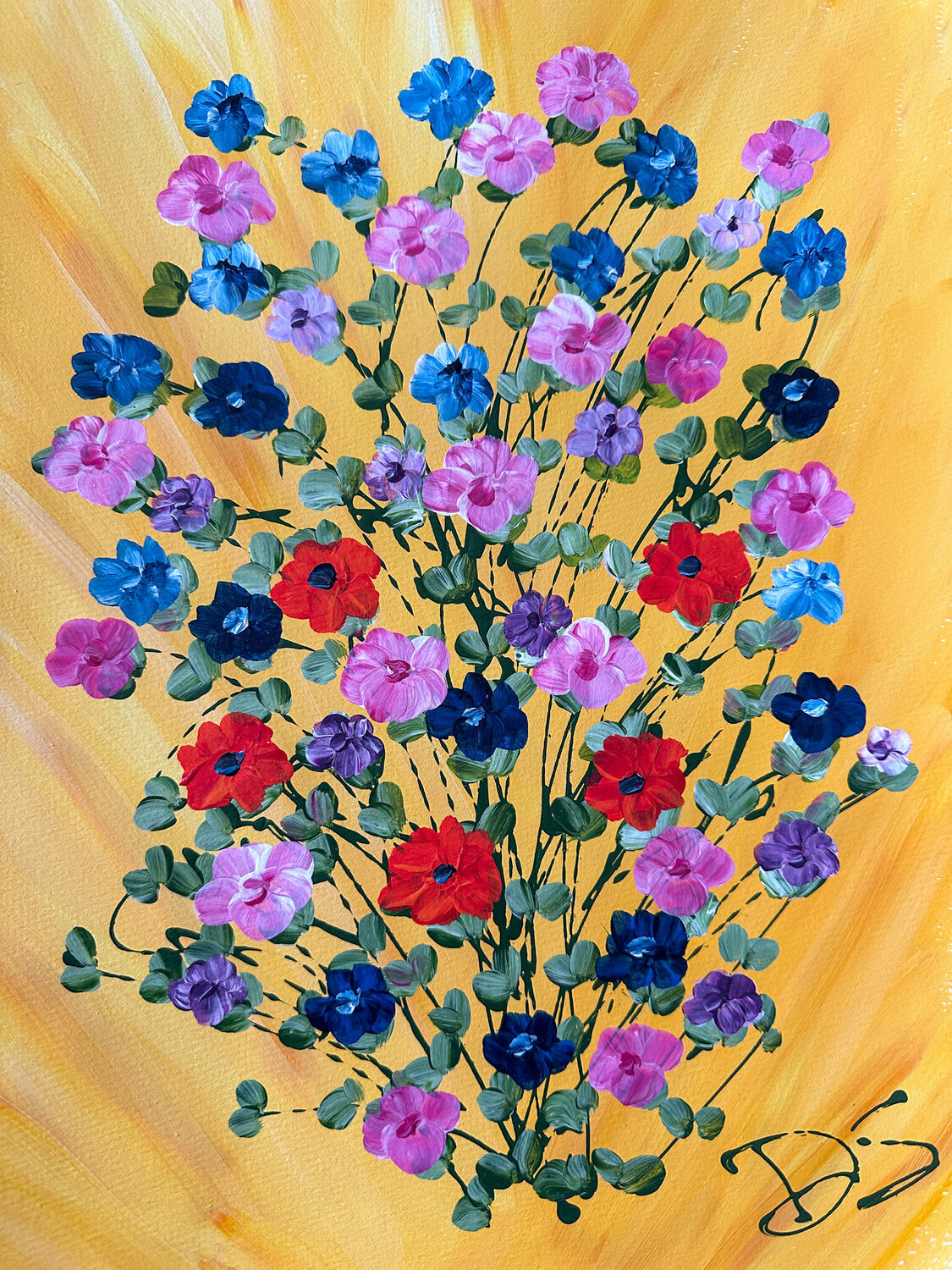Joy With Flowers Dorothea Sandra Drawing for sale