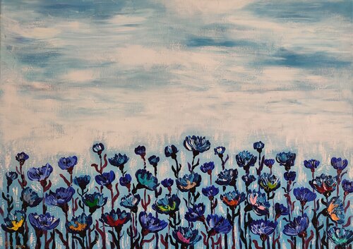 "Cornflower field" von Nano 7 Swiss, Malerei kaufen auf Singulart