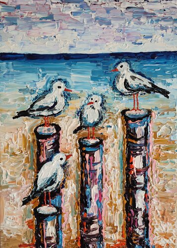 "Seagulls" van Nano 7 Swiss, Schilderij te koop op Singulart