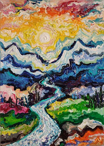 "Mountain Paradise" van Nano 7 Swiss, Schilderij te koop op Singulart