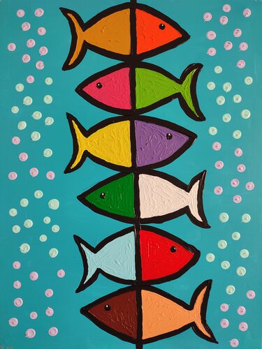 "Fishermen fishing fishbones" von Nano 7 Swiss, Malerei kaufen auf Singulart