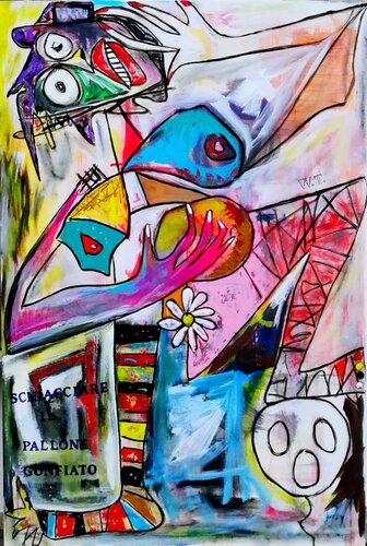 SCHIACCIARE IL PALLONE GONFIATO von WIDMER TASSINARI, Malerei kaufen auf Singulart