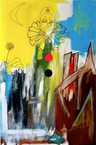UN JEGEMENT SUR RIEN...." JE SUIS PIERROT " by WIDMER TASSINARI, Painting for Sale on Singulart