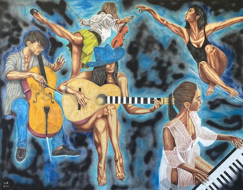 Let The Music Play van Huseyin Ak, Schilderij te koop op Singulart